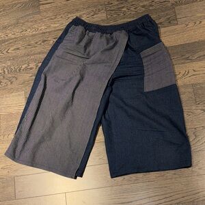 Vintage style Patchwork Denim Striped and Solid Wide-Leg capris Jean shorts Sz 6